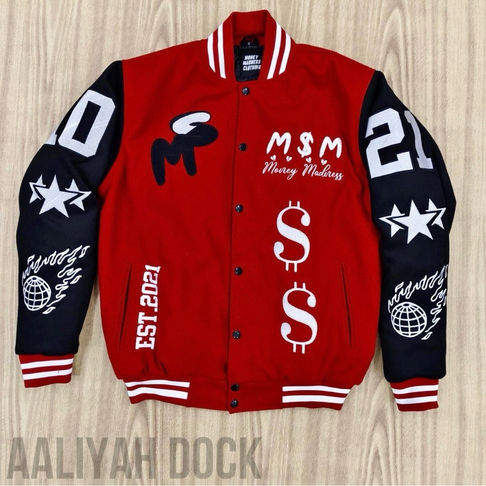 M$M Red and Black Varsity Jacket